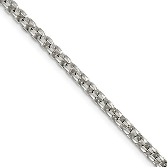 3.6mm Sterling Silver Solid Round Box Chain Necklace 30 Inch
